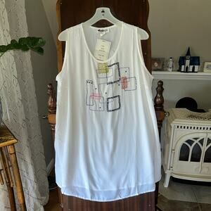 NWT vintage we be bop white sleeveless beaded top tunic size 1x